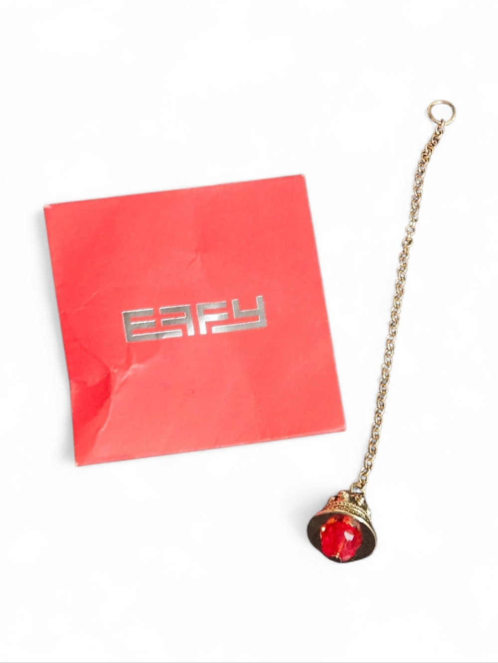 EFFY Jewelry - Bell Collection Gold Finish Charm on a Chain  - RED (EUC)